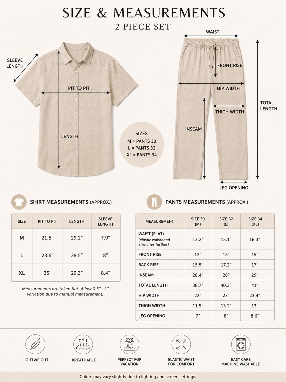 Men’s Black Linen Set | Resort Vacation Beach Outfit - Picture 8 of 8